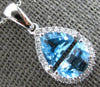1.65CT DIAMOND & AAA BLUE TOPAZ 14K WHITE GOLD MOON SHAPE & TRILLION FUN PENDANT