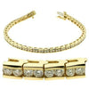 2.94CT DIAMOND 14KT YELLOW GOLD 3D CLASSIC ROUND 2 STONE CHANNEL TENNIS BRACELET