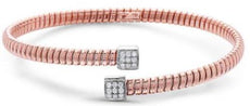 .17CT DIAMOND 18KT WHITE & ROSE GOLD 3D DOUBLE SQUARE SNAKE CUFF BANGLE BRACELET