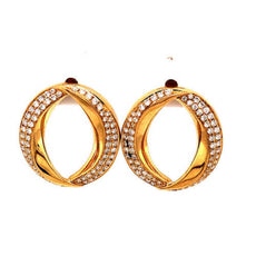 ESTATE .67CT DIAMOND 18KT YELLOW GOLD 3D CIRCULAR LOVE KNOT FUN HANGING EARRINGS