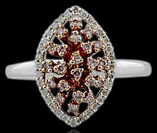 .27CT WHITE & PINK DIAMOND 18K WHITE & ROSE GOLD CLUSTER MARQUISE SHAPE FUN RING
