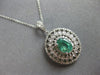 ANTIQUE LARGE 2.10CT DIAMOND & EMERALD 14KT WHITE GOLD 3D OVAL & ROUND PENDANT