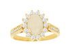 1.35CT DIAMOND & AAA OPAL 14KT YELLOW GOLD 3D CLASSIC OVAL & ROUND FLOWER RING
