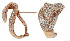 ESTATE 3.30CT DIAMOND 14KT ROSE GOLD LEAF CLIP ON HANGING EARRINGS