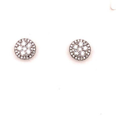 ESTATE 1.13CT DIAMOND 18KT WHITE GOLD 3D ROUND CLUSTER FLOWER HALO STUD EARRINGS