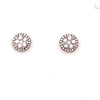 ESTATE 1.13CT DIAMOND 18KT WHITE GOLD 3D ROUND CLUSTER FLOWER HALO STUD EARRINGS