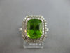 LARGE 5.46CT DIAMOND & AAA PERIDOT 14KT WHITE GOLD DOUBLE HALO ENGAGEMENT RING