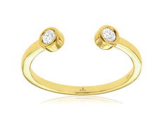 ESTATE .10CT DIAMOND 14KT YELLOW GOLD 3D CLASSIC BEZEL TWO STONE LOVE RING