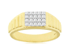 ESTATE .38CT DIAMOND 14K WHITE & YELLOW GOLD CLASSIC ROUND PAVE SQUARE MENS RING