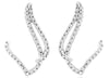 ESTATE .13CT DIAMOND 14KT WHITE GOLD 3D DOUBLE V LEAF FUN HANGING EARRINGS
