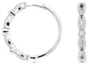ESTATE .52CT DIAMOND 14KT WHITE GOLD ROUND INFINITY HUGGIE HOOP HANGING EARRINGS