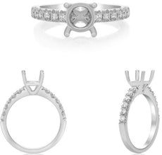 .35CT DIAMOND 14KT WHITE GOLD 3D ROUND SEMI ETERNITY SEMI MOUNT ENGAGEMENT RING