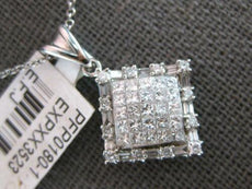 1.01CT DIAMOND 18K WHITE GOLD 3D ROUND BAGUETTE & PRINCESS HALO FLOATING PENDANT