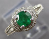 ESTATE 1.18CT DIAMOND & AAA EMERALD 14K WHITE GOLD ROUND HALO FILIGREE LOVE RING