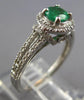 ESTATE 1.18CT DIAMOND & AAA EMERALD 14K WHITE GOLD ROUND HALO FILIGREE LOVE RING