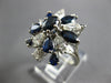 ESTATE LARGE 2.0CT DIAMOND & AAA SAPPHIRE 18KT WHITE GOLD 3D FLOWER CLUSTER RING
