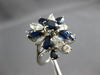 ESTATE LARGE 2.0CT DIAMOND & AAA SAPPHIRE 18KT WHITE GOLD 3D FLOWER CLUSTER RING