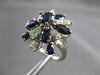 ESTATE LARGE 2.0CT DIAMOND & AAA SAPPHIRE 18KT WHITE GOLD 3D FLOWER CLUSTER RING