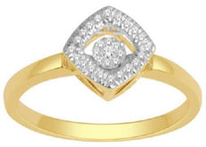 ESTATE .10CT DIAMOND 14KT 2 TONE GOLD CLASSIC SQUARE ROUND CLUSTER FLOATING RING