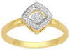 ESTATE .10CT DIAMOND 14KT 2 TONE GOLD CLASSIC SQUARE ROUND CLUSTER FLOATING RING