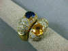 ESTATE LARGE 5.05CT DIAMOND AAA BLUE & YELLOW SAPPHIRE 18KT YELLOW GOLD 3D RING