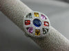 ESTATE LARGE 3.56CT DIAMOND & MULTI COLOR SAPPHIRE 18KT GOLD FILIGREE OVAL RING