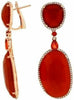 ESTATE .72CT DIAMOND & AAA RED AGATE & SAPPHIRE 14KT ROSE GOLD HANGING EARRINGS