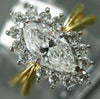 ESTATE 1.18CT MARQUISE DIAMOND 18K WHITE & YELLOW GOLD 3D ENGAGEMENT RING #15282
