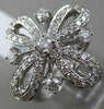 ESTATE LARGE .89CT DIAMOND 14KT WHITE GOLD 3D OPEN FLOWER ETOILE FILIGREE RING
