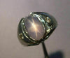 ESTATE WIDE 2.45CT DIAMOND & STAR SAPPHIRE 14K WHITE GOLD ETOILE MENS RING 25407