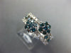 WIDE 1.62CT WHITE & BLUE DIAMOND 14KT WHITE GOLD CLASSIC DOUBLE FLOWER FUN RING