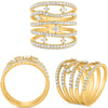 ESTATE LARGE 1.50CT DIAMOND 14KT YELLOW GOLD ROUND MULTI ROW ETOILE 3D FUN RING
