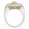 ESTATE LARGE 1.17CT WHITE PINK & FANCY YELLOW DIAMOND 18K TRI COLOR GOLD 3D RING
