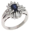 ESTATE 1.37CT DIAMOND & AAA SAPPHIRE 14KT WHITE GOLD 3D FLORAL ENGAGEMENT RING