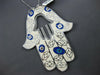 EXTRA LARGE 1.0CT DIAMOND & ENAMEL 14K WHITE GOLD CHAMSA DOUBLE SIDED PENDANT