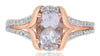 1.58CT DIAMOND & AAA PINK AMETHYST 14K ROSE GOLD 3D OVAL & ROUND FRIENDSHIP RING