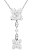 ESTATE .50CT DIAMOND 14KT WHITE GOLD 3D ROUND DOUBLE FLOWER LARIAT LOVE NECKLACE