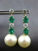 1.88CT DIAMOND AAA EMERALD & SOUTH SEA PEARL 14K 2 TONE GOLD OVAL EARRINGS 27171