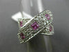 ESTATE LARGE 3.0CT DIAMOND & PINK SAPPHIRE 14KT WHITE GOLD CRISS CROSS LOVE RING
