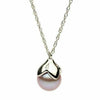 ESTATE AAA PINK PEARL 14KT WHITE GOLD 3D MULTI LEAF SOLITAIRE FLOATING PENDANT