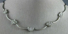 ANTIQUE .77CT DIAMOND 14K WHITE GOLD MULTI LOVE HEART MILGRAIN NECKLACE #5207
