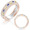 WIDE .58CT DIAMOND & AAA SAPPHIRE 14KT TRI COLOR GOLD FILIGREE ANNIVERSARY RING