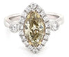 LARGE 2.06CT WHITE FANCY YELLOW DIAMOND 18KT 2 TONE GOLD 3 STONE ENGAGEMENT RING