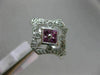 WIDE .51CT DIAMOND & AAA PINK SAPPHIRE 14K WHITE GOLD OPEN FILIGREE HEXAGON RING