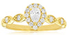 .50CT DIAMOND 14KT YELLOW GOLD ROUND & PEAR SHAPE HALO FILIGREE ENGAGEMENT RING