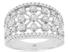 WIDE .75CT DIAMOND 14KT WHITE GOLD 3D FILIGREE SNOWFLAKE FLORAL ANNIVERSARY RING