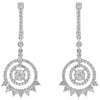 1.25CT DIAMOND 18KT WHITE GOLD MULTI CIRCULAR FLOWER TEAR DROP HANGING EARRINGS