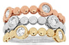 .75CT DIAMOND 14K TRI COLOR GOLD ROUND BEZEL ATTACHED STACKABLE ANNIVERSARY RING