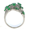 WIDE 2.25CT DIAMOND & AAA EMERALD 18KT WHITE GOLD OVAL & ROUND ANNIVERSARY RING