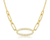 .13CT DIAMOND 14KT YELLOW GOLD ROUND CLASSIC OPEN OVAL MULTI LINK LOVE NECKLACE